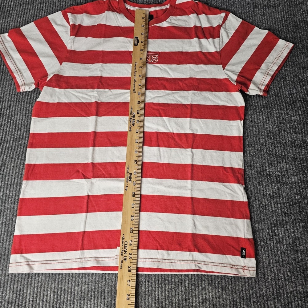 Vans Shirt Mens Large Red White Striped Graphic Skateboard Tee - Picture 8 of 10